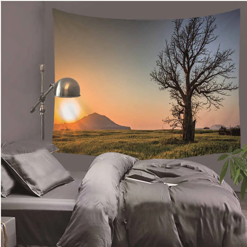 HD пейзаж гобелен пейзаж кокосовое дерево ночное небо горы ткань настенный Декор шторы из полиэстера плюс крышка стола Йога - Цвет: 14