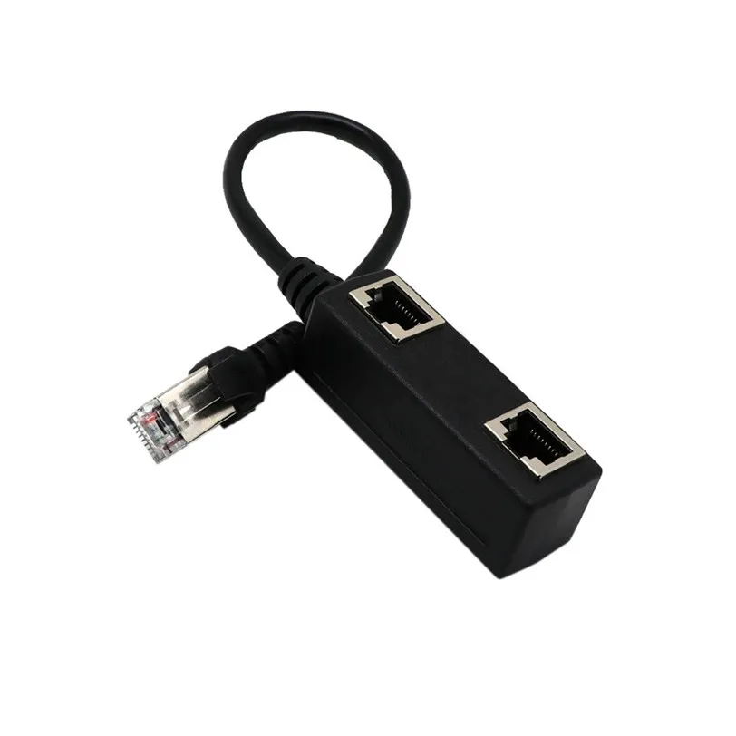 

1 to 2 Socket LAN Ethernet Network RJ45 Plug ABS Splitter Extender Adapter Connector Professional