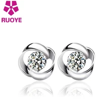 Fashion Stud Earrings Love Earrings Female Luxury Crystal Inlaid Design earring for Women Silver plated Jewelry