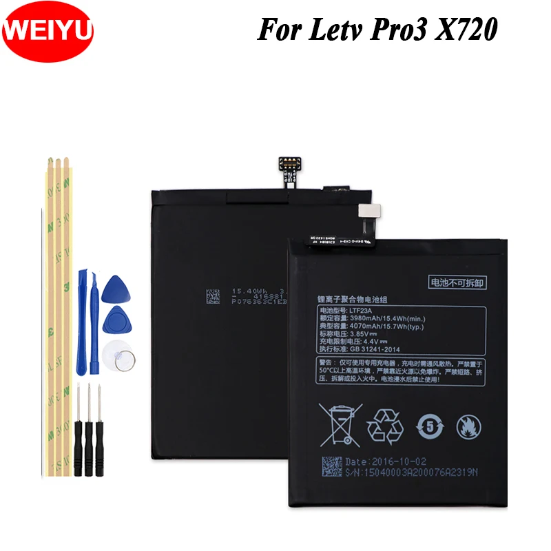 

WEIYU For Letv Pro3 X720 X722 X728 Phone Battery For Letv LTF23A 4070Ah Hight Capacity Replacement Batteries+Tools