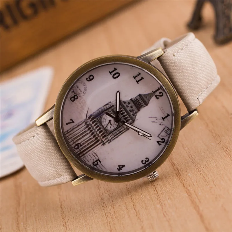 NEW Women's watches casual watches Retro Clock Tower WristWatch Cowboy Leather Band alloy Analog Quartz Watch Montre femme M21 (7)