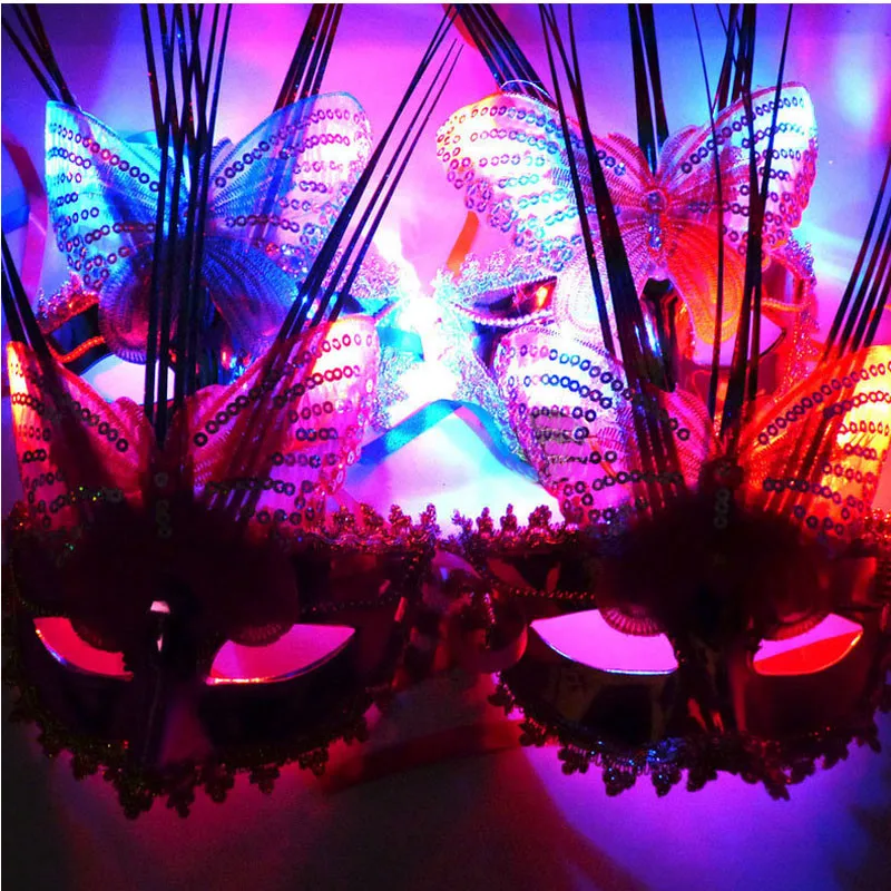 

Fashion LED Lighting Masquerade Butterfly Mask Flashing Blinking Masks Cosplay Carnival Costumes Accessories Christmas