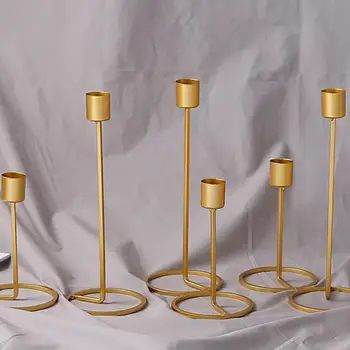 

European Style Candle Holder Gold Single Head Iron 3D Geometric Candlestick Centros De Mesa Para Boda Center Pieces 3DZT098