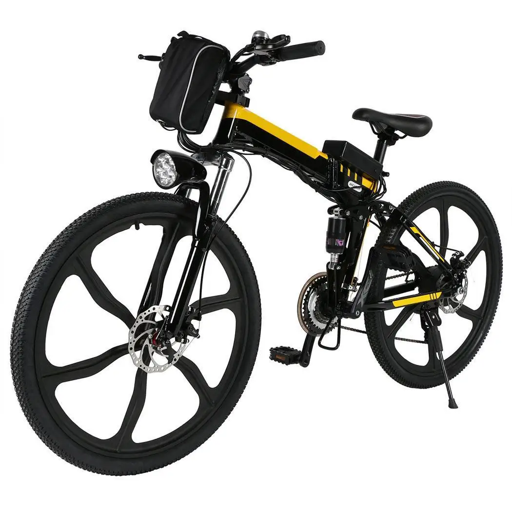 

26inch 21 Speed Foldable Electric Power Mountain Bicycle Lithium-Ion Battery Bike Outdoor Camping Standard Padded Front 36V 250W