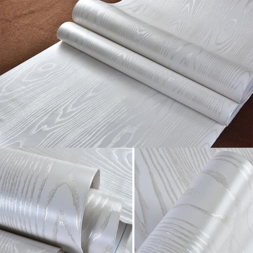 

HIgh Quality 3D Embpssed Silver Wood Grain Sticker Self adhesive Wallpaper