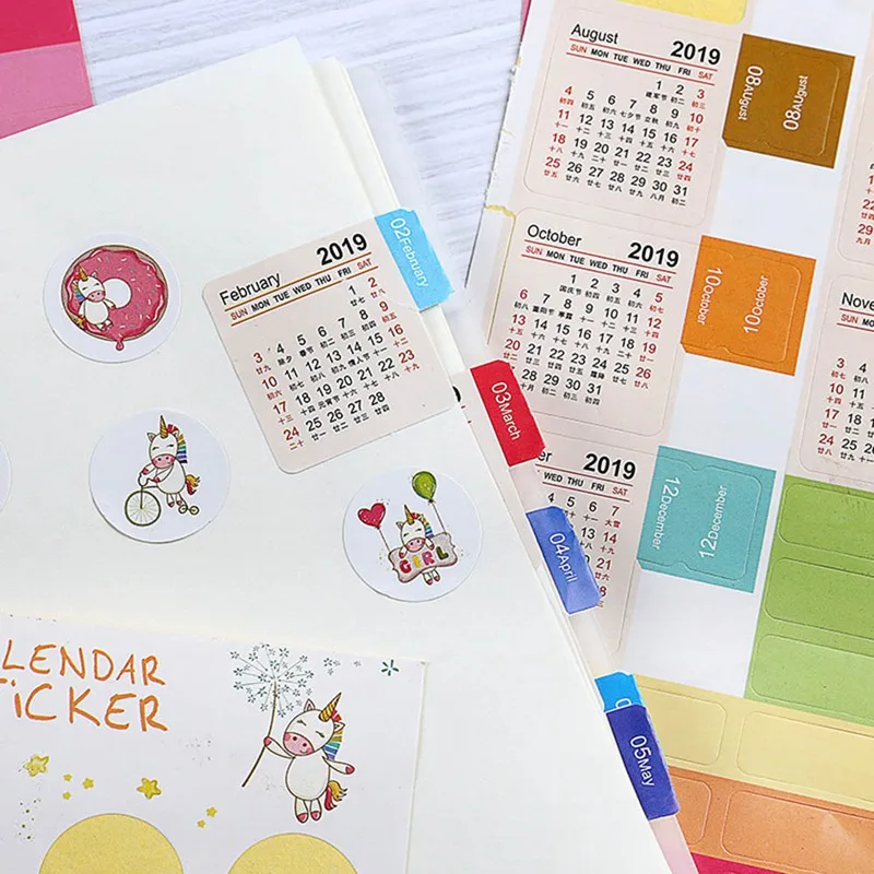 

2019 Year Calendar Time DIY Stickers Decorative Stationery Student Journal Stickers For Diary Planner Notebook Set