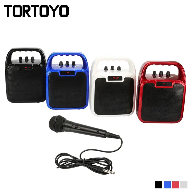 

TORTOYO Outdoor Portable Karaoke Loudspeaker Stereo Bluetooth 3.0+EDR Wireless Speaker with Microphone Support TF Card FM Radio