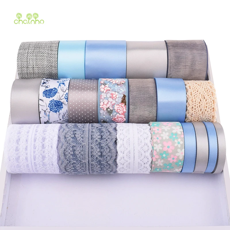

High quality,Mix 20 Designs,Gray & Blue Ribbon Set For DIY Handmade Gift&Craft Packing,Hair Ornament Accessoriees,Package 20Yard