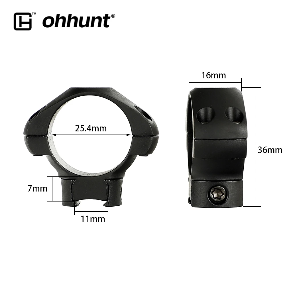 

ohhunt 25.4mm or 30mm Diameter Steel Low Medium High Profile 11mm 3/8 Dovetail .22 Airgun Hunting Rifle Scope Rings Mount