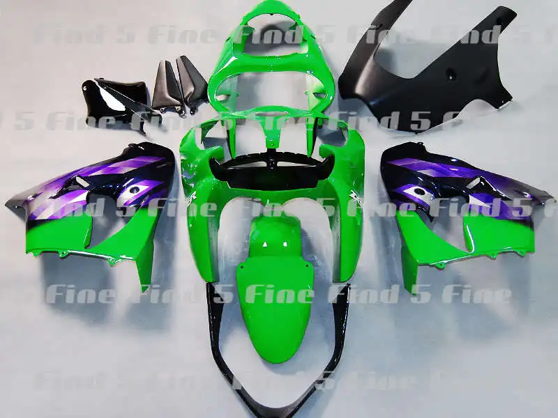 Зеленый черный фиолетовый для Kawasaki NINJA ZX-9R 00-01 ZX9R 2000-2001 ZX 9R 00 01 2000 2001 ABS Полный