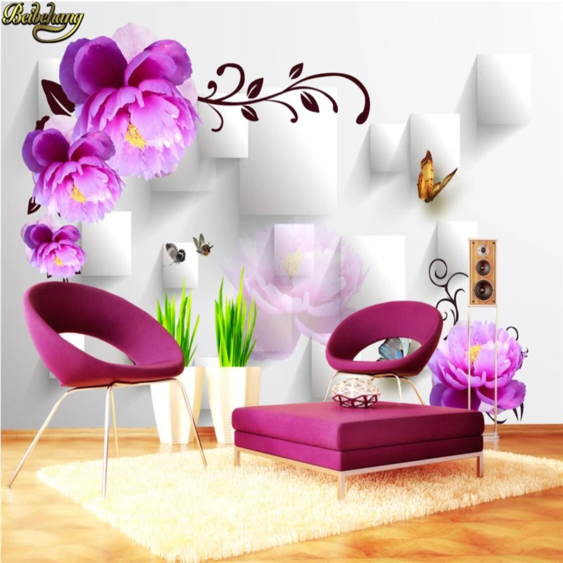 beibehang Custom wallpaper large mural wall stickers 3D box roses fresh stereo TV wall papel de parede