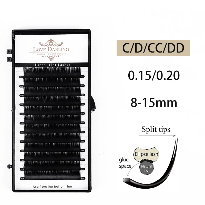

Love Darling Ellipse Flat False Eyelashes Extension flat mink cilia eyelashes Faux Matte Mink Ellipse eyelashes