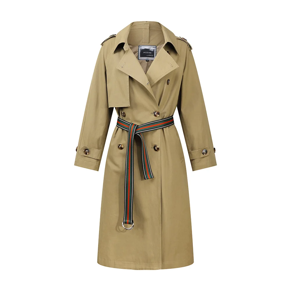 Осенний женский двубортный Тренч брендовый дизайн английский стиль ремень ветровка пальто женское пальто A634 - Цвет: As picture