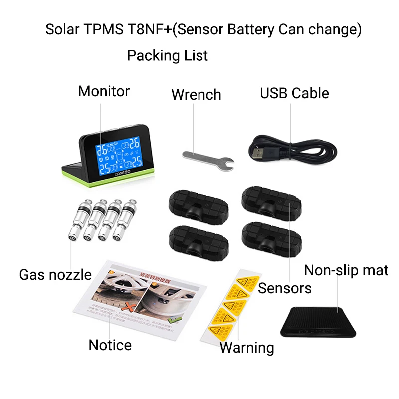 TPMS Solar Power Universal Tire Pressure Sensors  (5)
