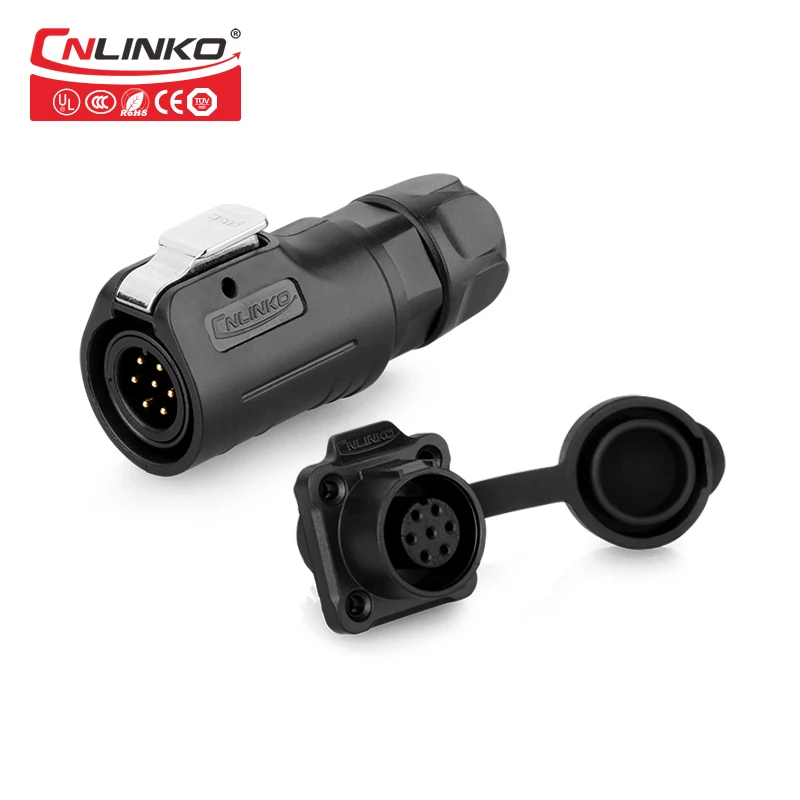 Cnlinko electrical connector waterproof IP67 wire connector 7 pin panel