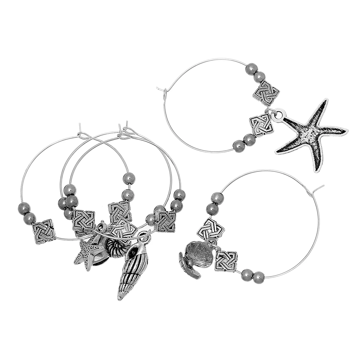 8SEASONS Wine Glass Table Decorations Ocean Series Pendants Charms Mixed antique silver-color 40mm(1 5/8\ 8SEASONS Wine Glass Table Decorations Ocean Series Pendants Charms Mixed antique silver-color 40mm(1 5/8\