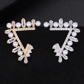 

GODKI 24mm Imitation Pearl Full Mirco Paved Microl Zirconia Women Bridal Dress Wedding Every Earring Fashion Jewelry