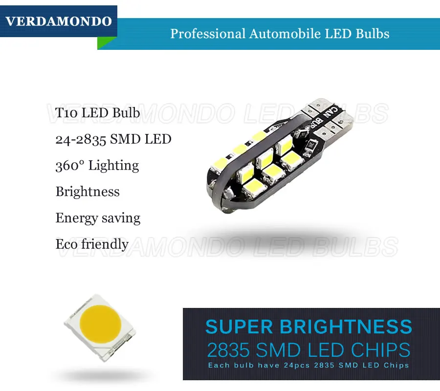 1 шт W5W T10 194 168 2835 24 SMD; Автомобильные светодиоды лампы сторона клиновидный купол чтения сигнальные лампы белый теплый белый Iceblue 12 V