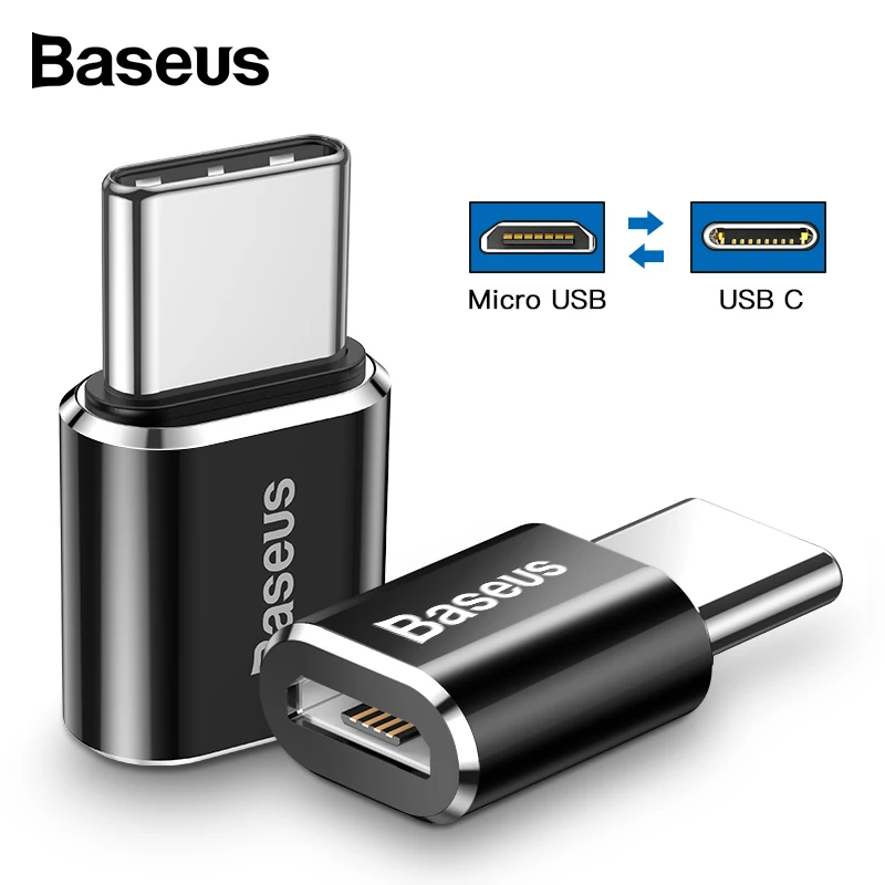 Baseus OTG адаптер USB C Мужской для mi cro USB Женский Тип C разъем для Xiaomi mi 9t Oneplus 7 huawei mate 20 P30 Pro конвертер - Цвет: Black