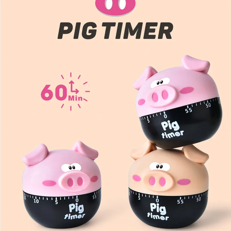

Cartoon Pig Shaped Kitchen Timer Home Kitchen Alarm Clock Countdown Piglet Machinery Electronic Timer for Cooking Baking Frying