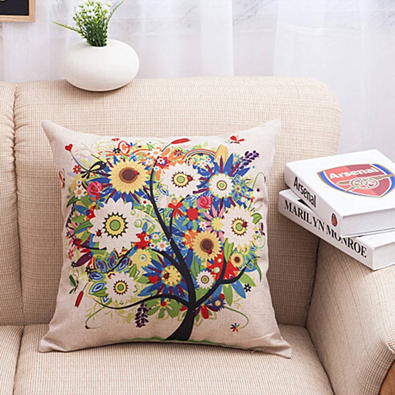 1pc cotton linen square printed pillowcases anchor elephant zipper