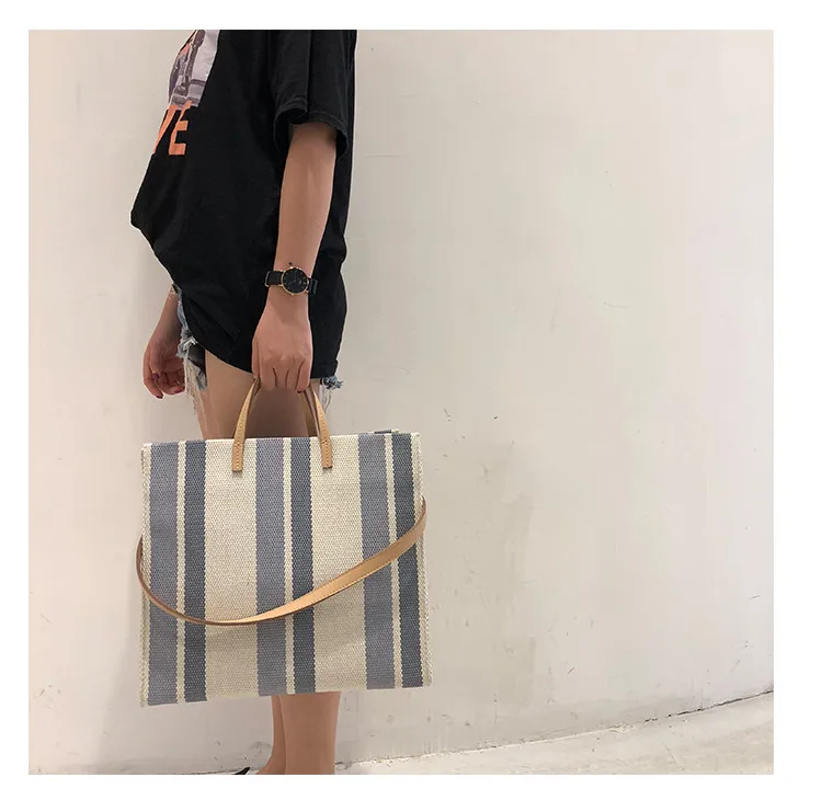 large shopping bag jumbo canvas totes beach bag shoulder bag summer striped casual totes brand wholesale wholesale