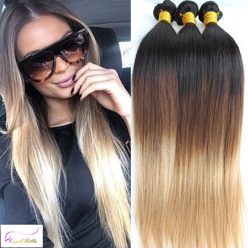 

Angelbella Malaysian Hair Weave Bundles 100G Pcs Double Layer Three Tone Hair Weft 1b#/4#/27# Malaysian Virgin Hair 4 Bundles