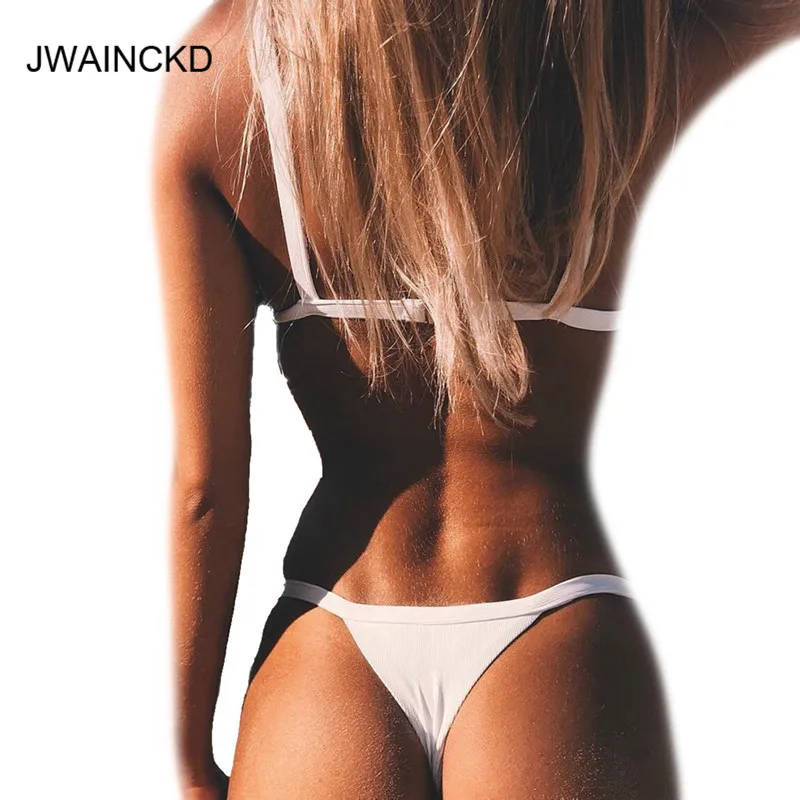 JWAINCKD бикини пуш ап Бразильское 2019 Mujer стринги купальник женский однотонный топ с
