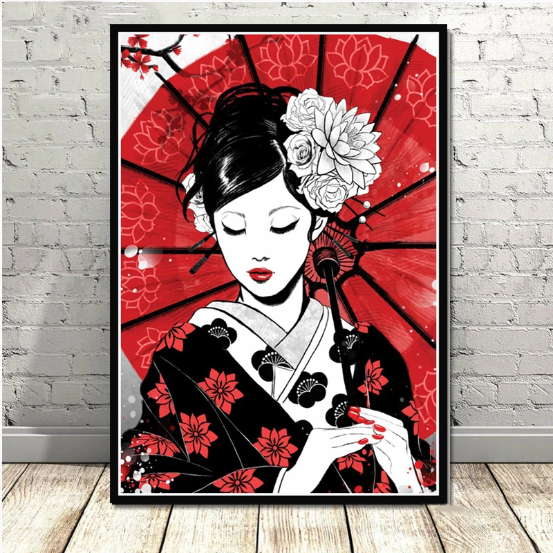 

Posters and Print Japan Ruby Geisha Koi Fish Panda Samurai Sushi Cat Poster Wall Art Picture Canvas Painting for Room Home Decor