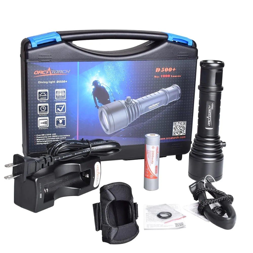 

ORCATORCH D500 Led Dive Light CREE XML2 U4 Portable Diving Light Scuba Diving Flashlight Best Tool for Professional Diving