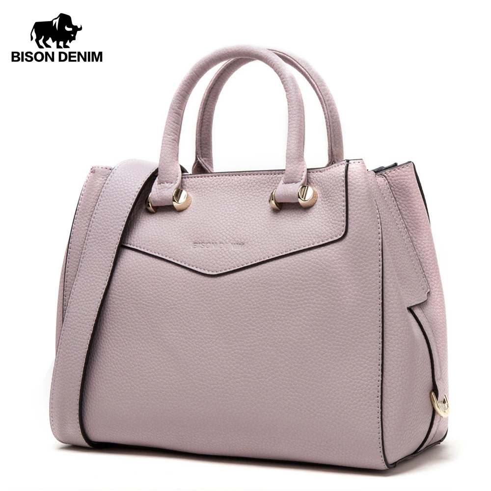 

BISON DENIM Luxury Handbags Women Bags Designer Genuine Leather Female Shoulder Bags Large Cowhide Tote Bags for Women N1362