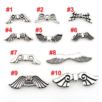 

10PCS Vintage Antique Silver Alloy Angel Feather Wing Pendant For DIY Jewelry Making