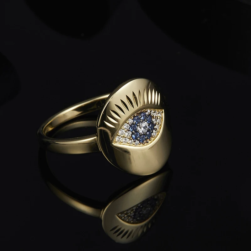 

925 Sterling Silver Lucky Eye Ring Zircon Pop Jewelry Suitable Fits Monaco Jewelry with Female Gift Jewelry Ring