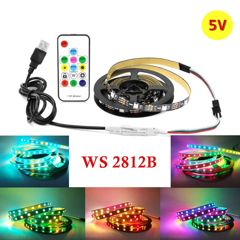 Динамичессветодиодный Светодиодная светильник та RGB USB 5 в WS2812B светодиодная