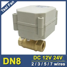 TF8-B2-A 2 Way Латунь 1/4 ''(DN8) моторизованный шаровой клапан металла Шестерни DC12V/DC24V 2/3/5/7 провода ВКЛ/ВЫКЛ 5 сек для воды Применение