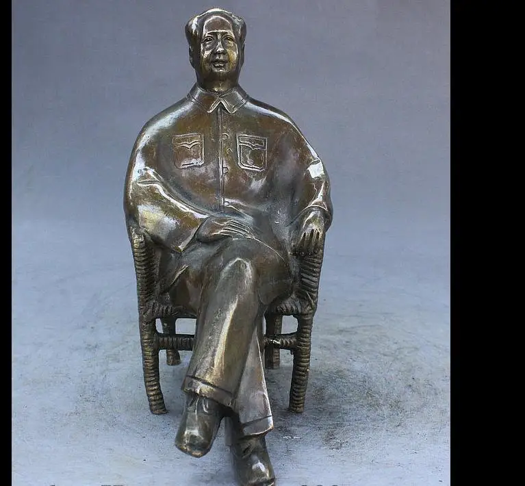 

2804<+China Bronze Great Leader Politician Seat Chair Mao ZeDong Chairman Statue 002