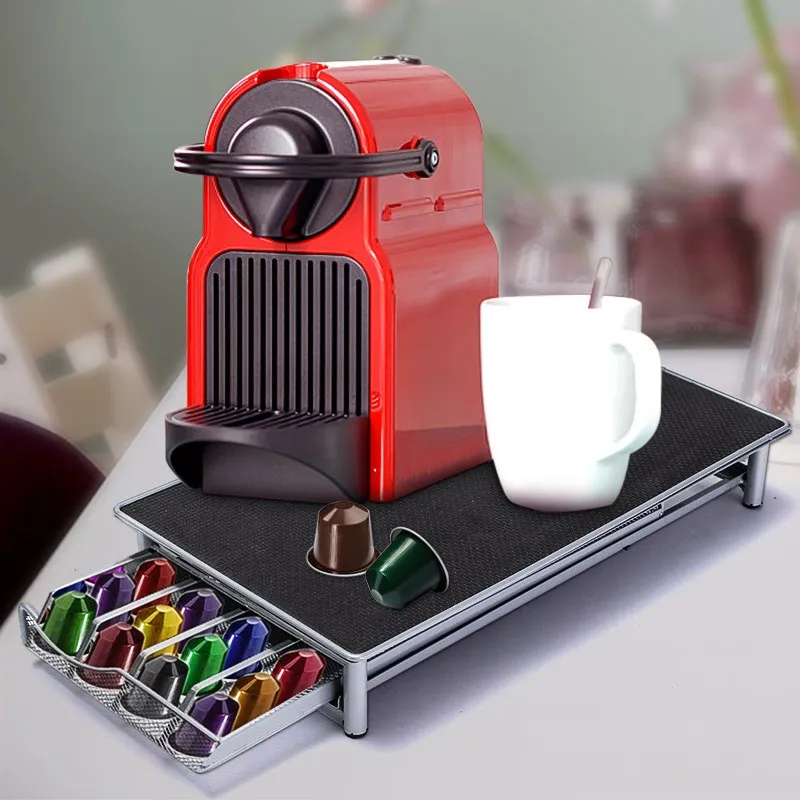 Stainless Steel 36 Cups Nespresso Coffee Capsules Pod Holder Storage Stand Rack Drawers Coffee Capsules Shelves