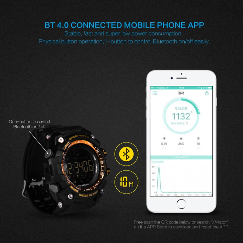 2020 EX16 Спортивные Bluetooth Смарт часы Xwatch 5ATM IP67 водонепроницаемые Шагомер Секундомер