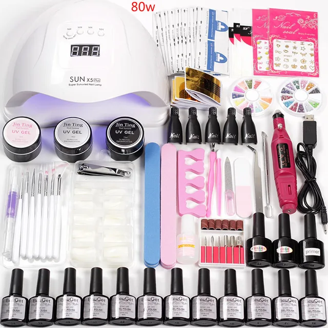 Aliexpress.com : Buy Acrylic Nail kit 12 Color Gel Varnish Kit Manicure Set Nail Kit 36w/48w/80w