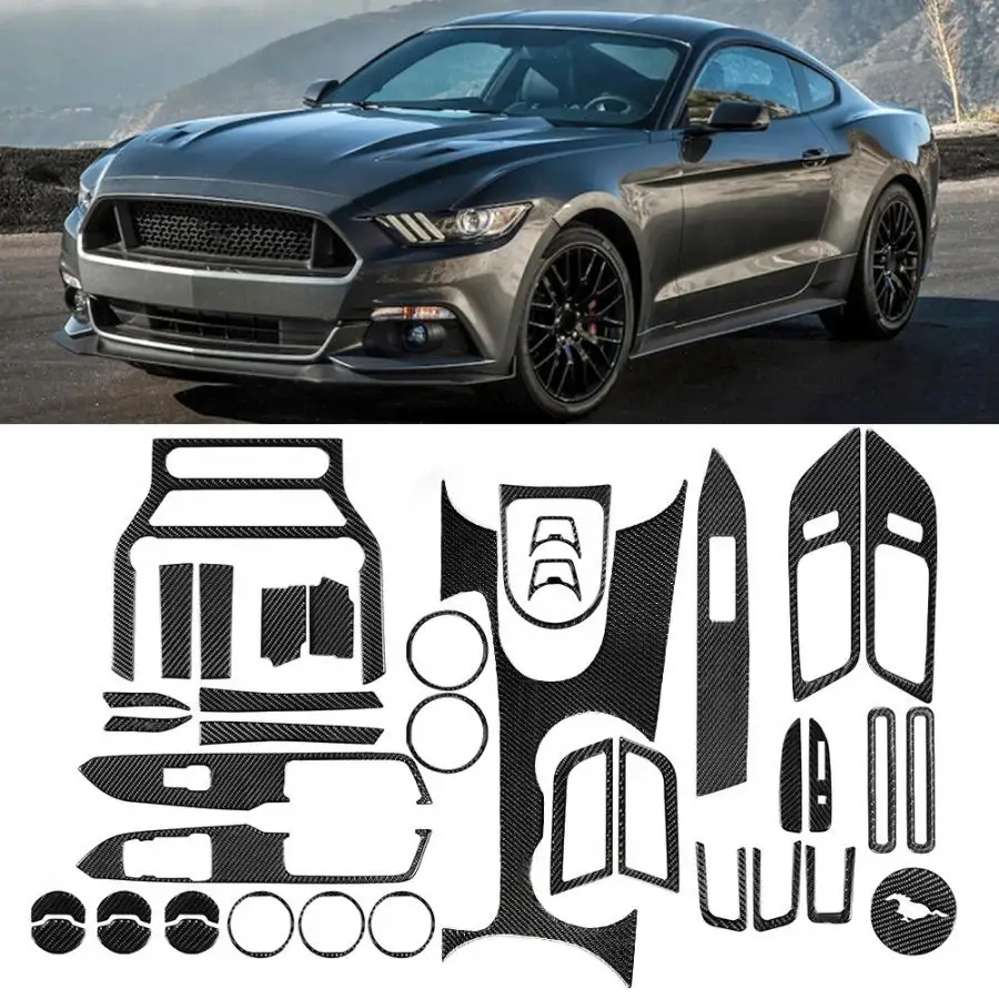

Carbon Fiber Center Console Gear Shift Decoration Panel Trim Set Fit for Ford Mustang 2015-2017 left Driving car accessories