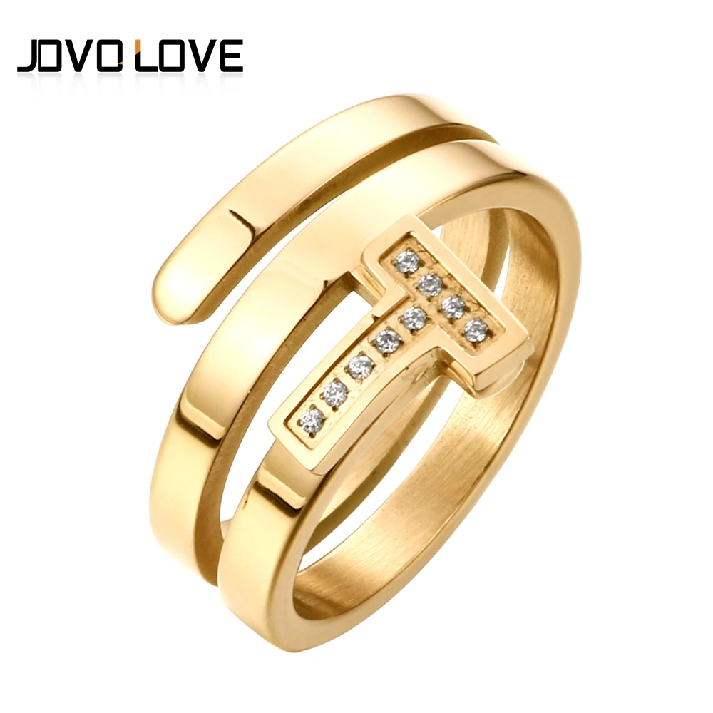 

Exclusive Multi Layer Wire T Rings for Women Wedding Jewelry Gold Color Design Charm Cubic zirconia Women Rings Jewelry