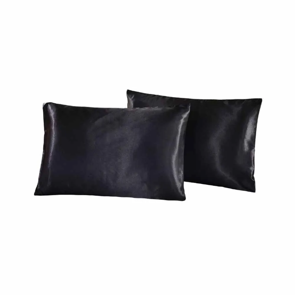 

2pcs Silk Satin Pillowcase Soft Envelope Pillow Cover Silky Smooth Pillowcase Cushion Home Office Travel