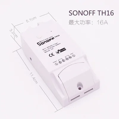 Sonoff TH16A TH10A монитор температуры и влажности DIY таймер Wifi переключатель домашней автоматизации беспроводной пульт дистанционного управления умный переключатель TH16 - Цвет: Sonoff TH 16A