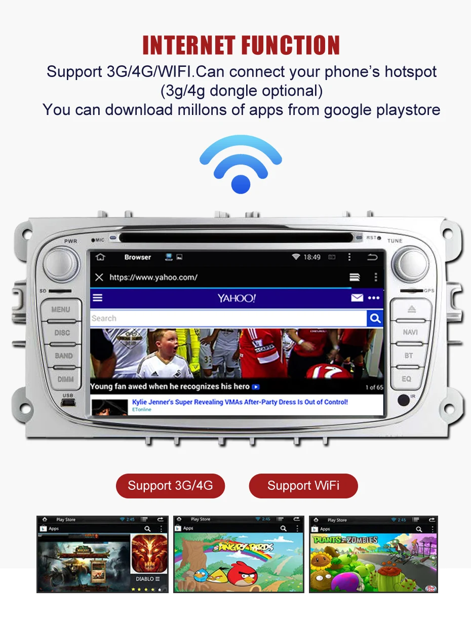 Cheap KANOR 1024*600 IPS Android 9.0 2din Car Radio For Focus 2 Mondeo S-Max 2009 2010 2011 Autoradio Multimedia Audio Car Stereo 7
