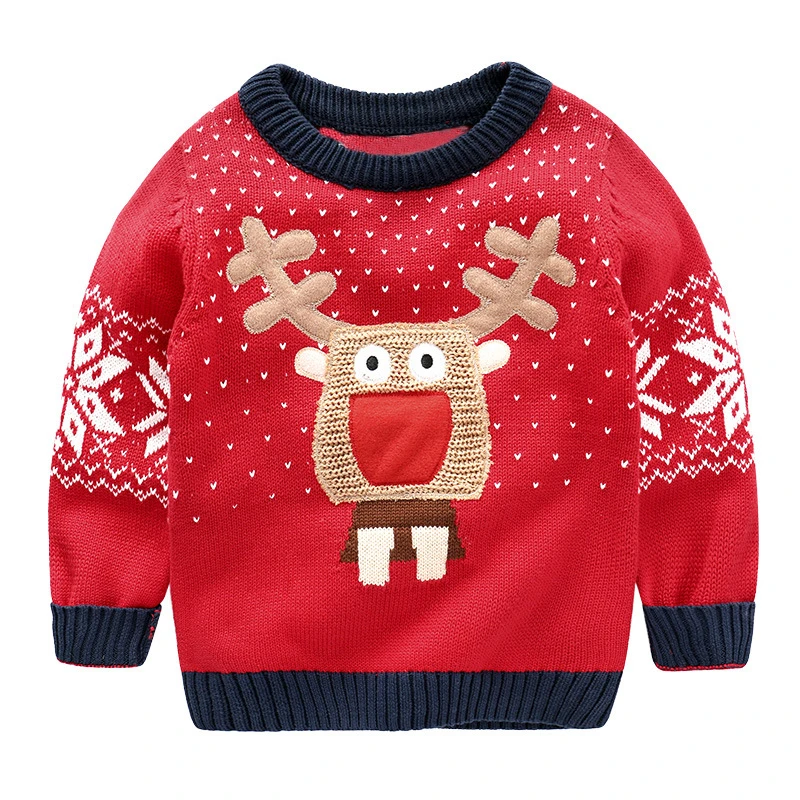 

Christmas Knitted Baby Clothes Boys Sweaters Cartoon Elk Kids Cardigan Sweater Baby Boy Pullover Knitted Sweater