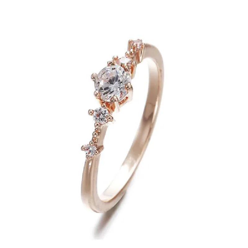 New Cute Engagement Rings For Women Gold White Crystal Ring Jewelry