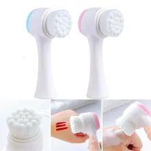 Двухсторонняя силиконовая щётка для очищения лица портативный размер 3D уход за лицом Вибрационный Массаж Уход за лицом продукт инструмент для ухода за кожей