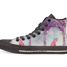 Лиса в лесном дизайне дышащая Повседневная Высокая обувь на шнуровке холщовая обувь кеды