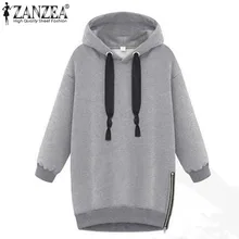 Winter Autumn 2017 Zanzea Fashion Women Long Sleeve Hooded Jacket Loose Warm Hoodies Solid Sweatshirt Plus