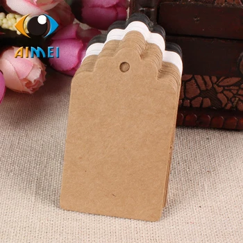 

100pcs 3x5cm wave head blank Kraft paper hang tags for Bake blank wishes cards for handmade paper swing labels gift price listst